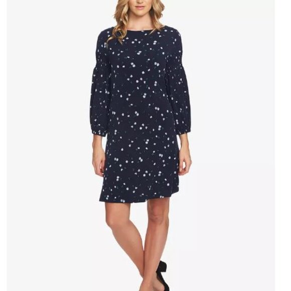 Cece Velvet Petals Women's M Floral Smocked Sleeve Shift Mini Dress - Picture 2 of 3